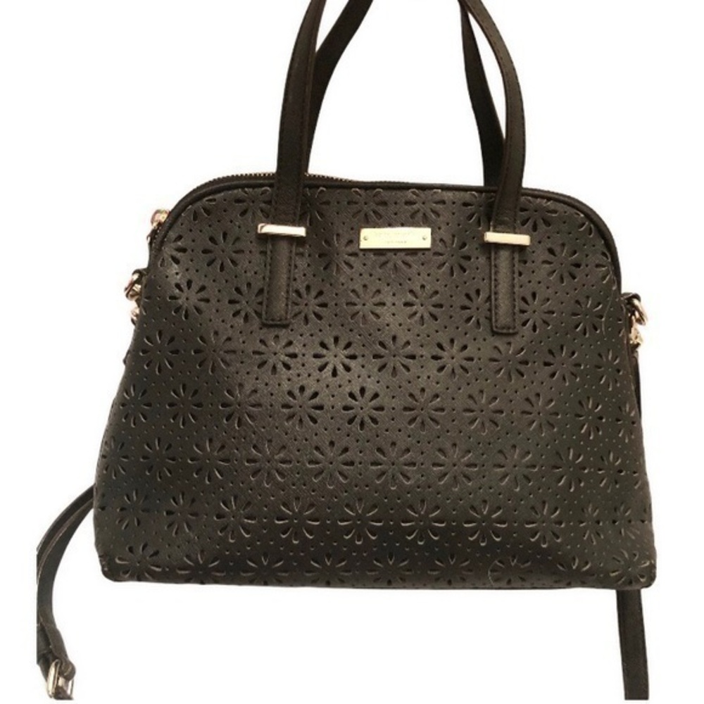 Kate spade black perforated leather two way bag